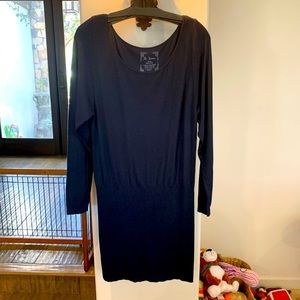 M. Rena navy drop-waist jersey dress with long sleeves. Never worn